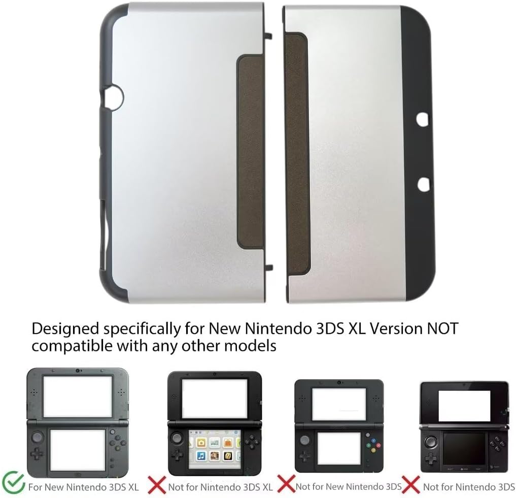 Aluminum Case Cover Protective Skin Cover Case Shell Replacement for New Nintendo 3DS LL XL 2015（Silver）