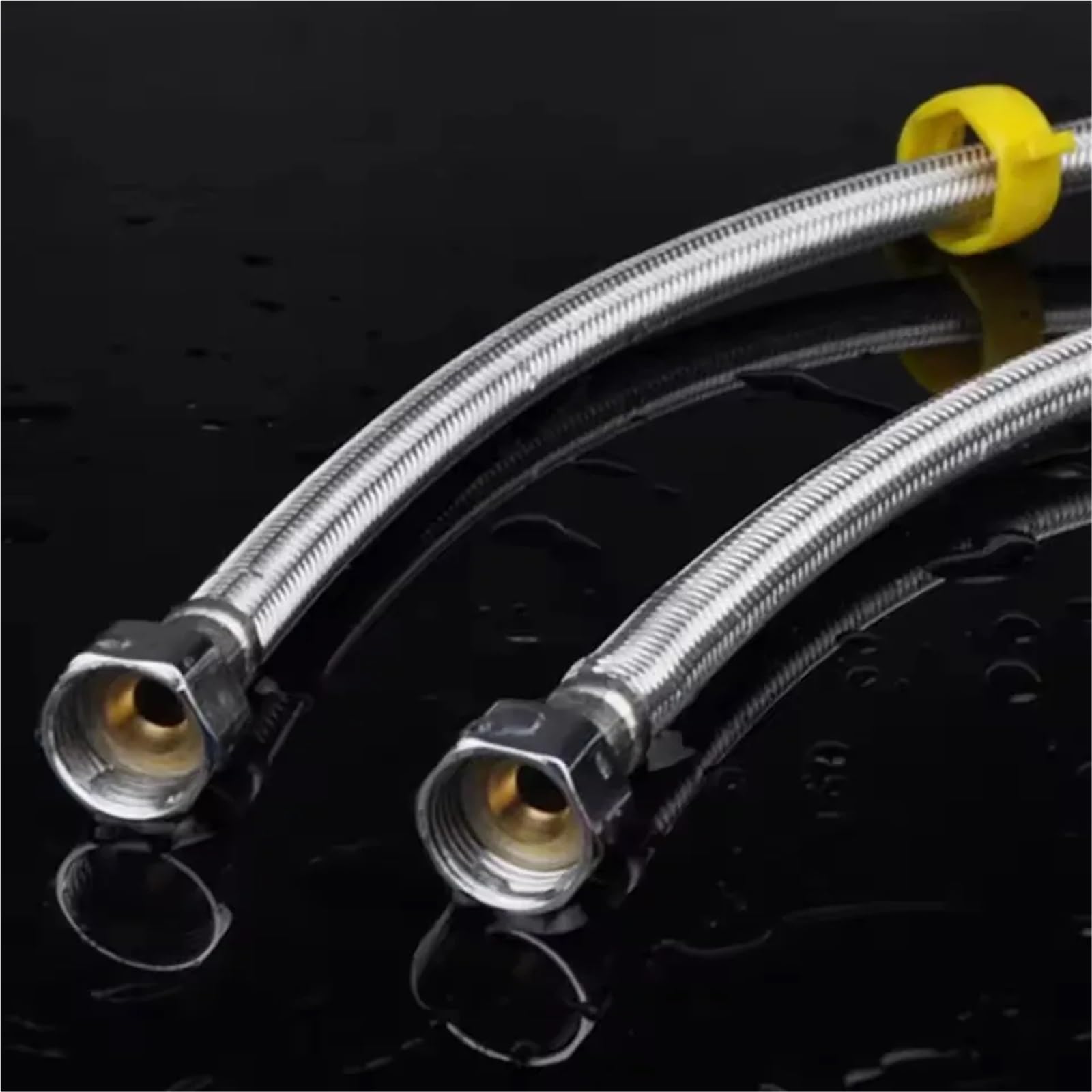 Manguera de ducha trenzada de acero inoxidable de 20 a 200 cm, manguera universal de fontanería de 1/2 pulgadas, paquete de 2 (negro, 150 cm), flexible, resistente a la corrosión, fácil de instalar