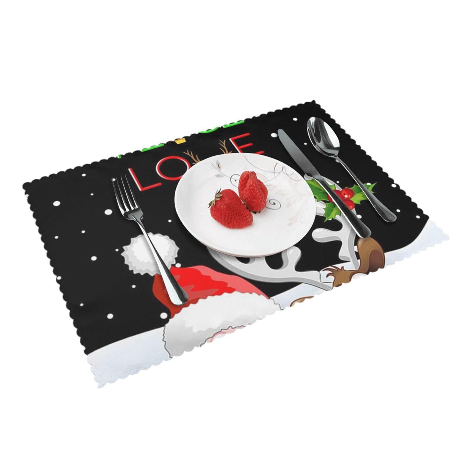 deer Printed Placemats Set of 4 PCS Washable Placemat for Kitchen Table Heat-resistant Table Mats 45x30 CM