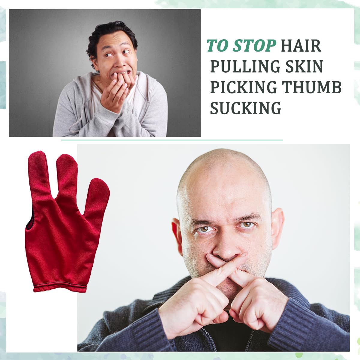 Heyshapeing 2 works Adult Thumb Sucking Guard Gloves Finger Gloves for Stop Nail Biting Prevention Skin Picking Thumb Sucking and Hair Pulling (Red & Black) - Image 4
