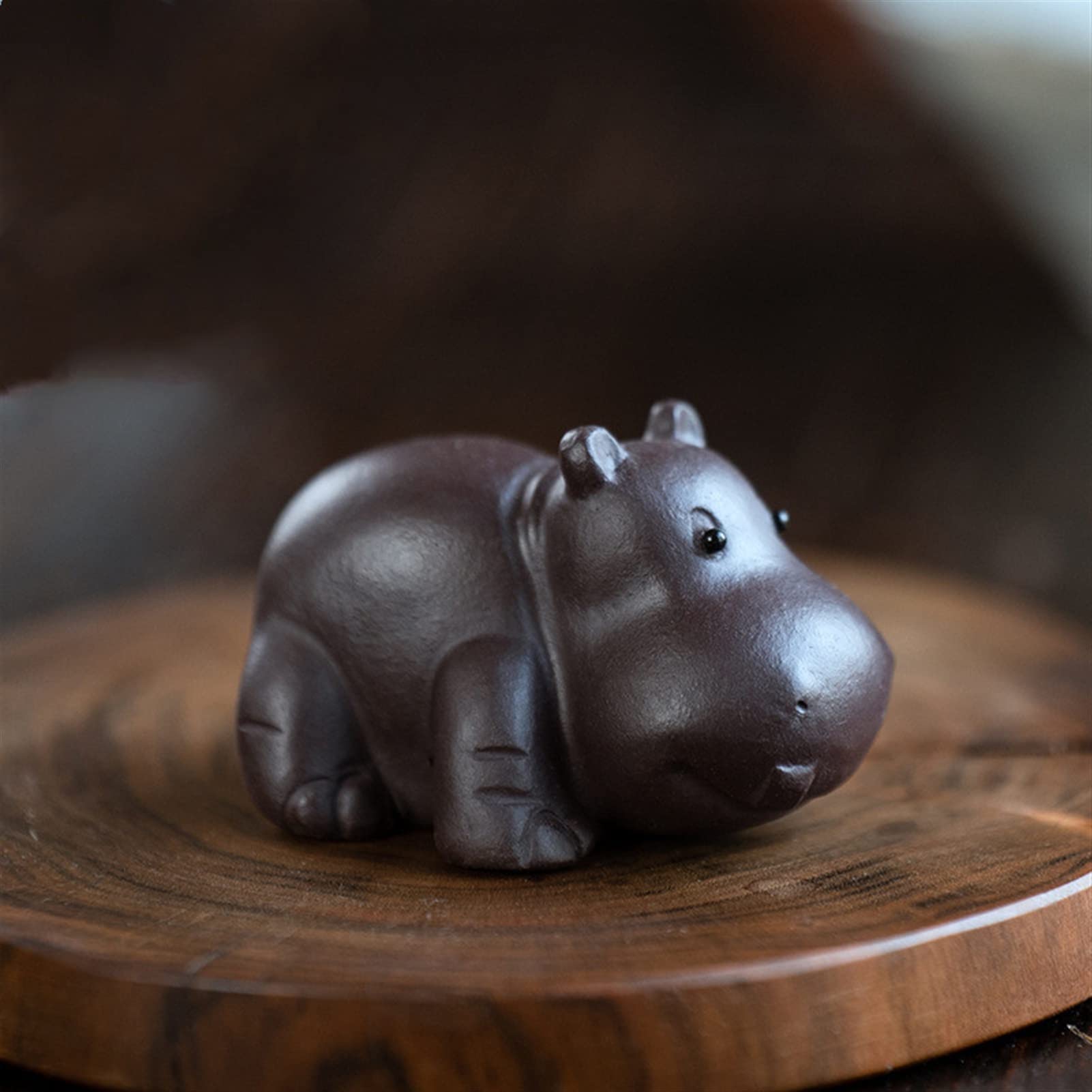 Amazon.co.jp: 中国紫粘土置物茶ペット装飾品カバ像ハンドメイド彫刻