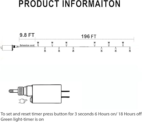 Vista 65 de TW SHINE Luces de Navidad, 200 luces LED de 66 pies para exteriores enchufables con 8 modos, luz impermeable para exteriores, decoraciones de Blanco