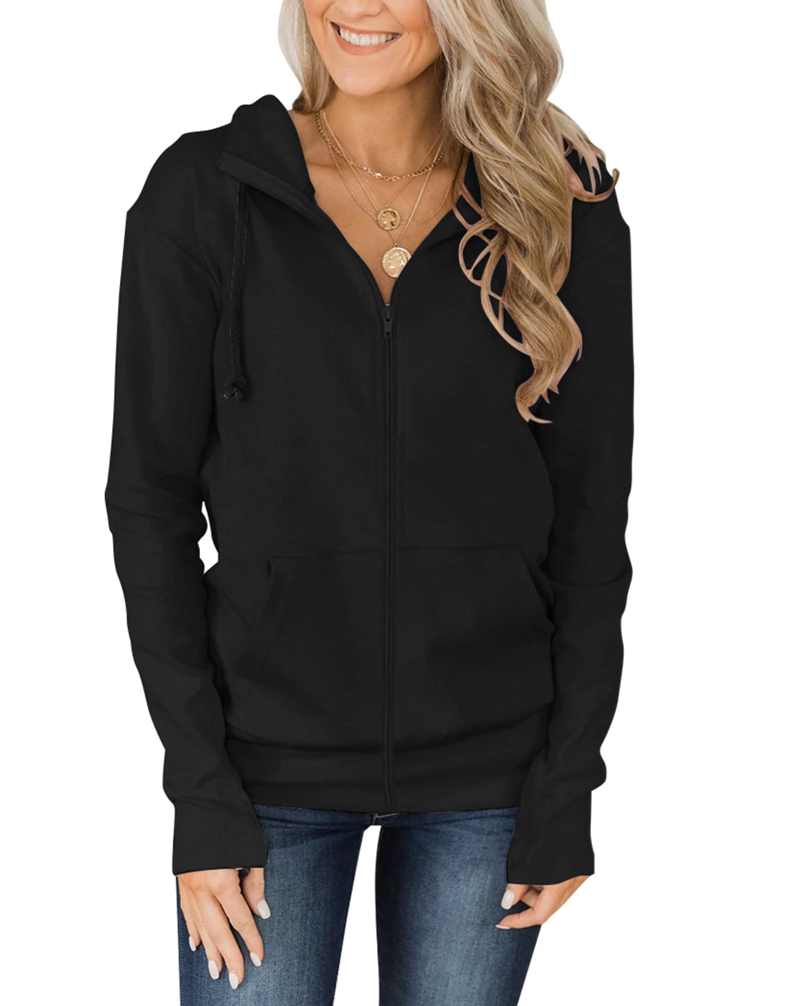 Fallorchid Womens Full-Zip Hoodies Casual Long Sleeve Sweatshirt with Pockets