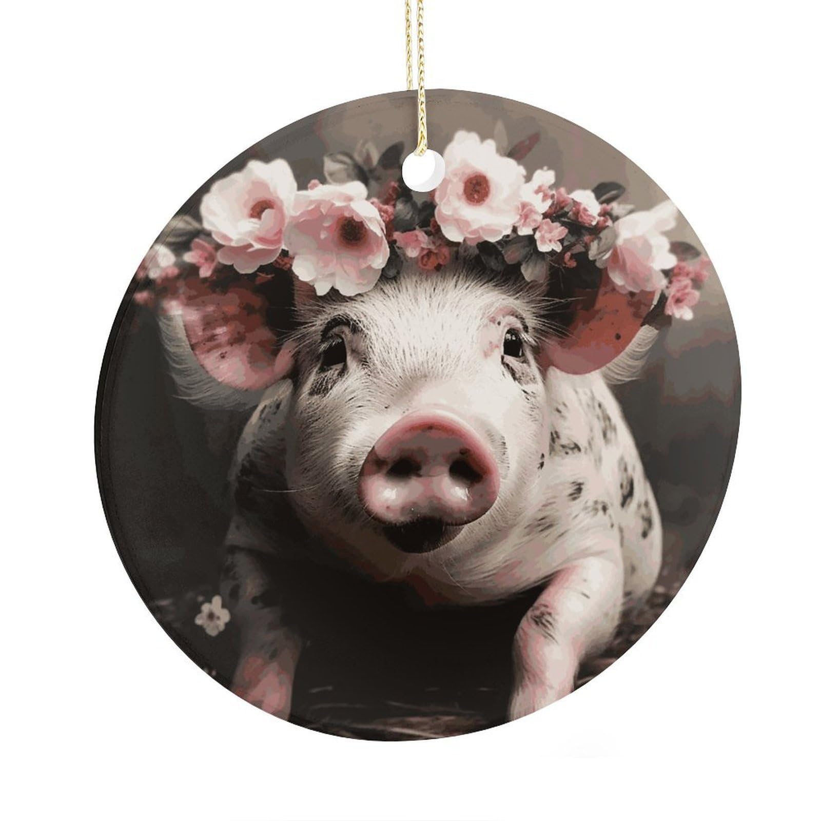Adfgyerh Style Smiling (14) Ceramic Circular Pendant,2.9 Inch，Hanging Ornament，Gift Exchange Idea Round Ceramic Ornament,For Mom And Daughter，For Home Indoor Outdoor Decor.