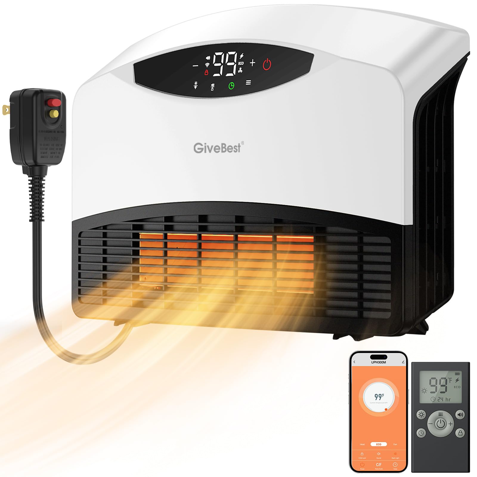 Amazon.com: GiveBest Smart Wall Heater for Bathroom, 1500W Space ...