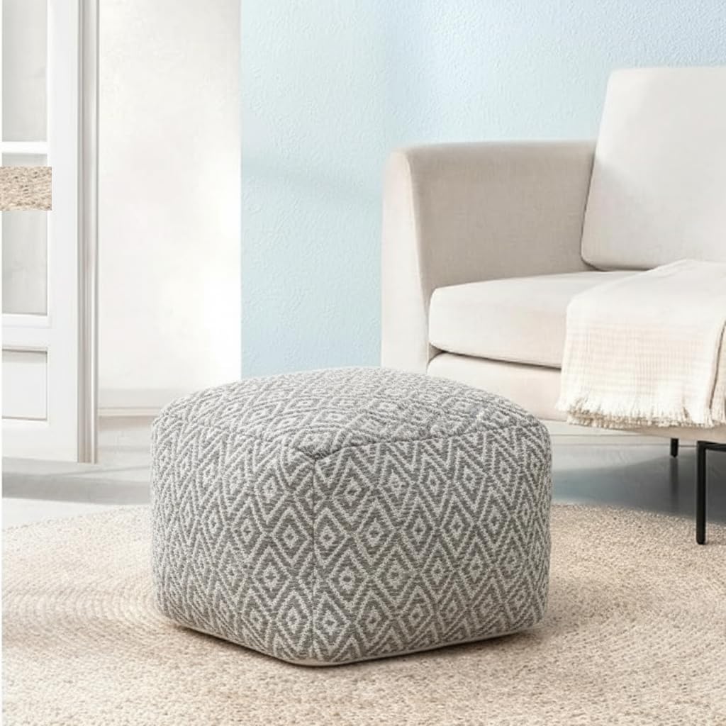 anji mountain 22"x22"x16" handmade & handcrafted ottoman pouf comfortable pouf ottoman foot rest & home décor accent for living room, bedroom, nursery, kids room, patio - cherokee slate