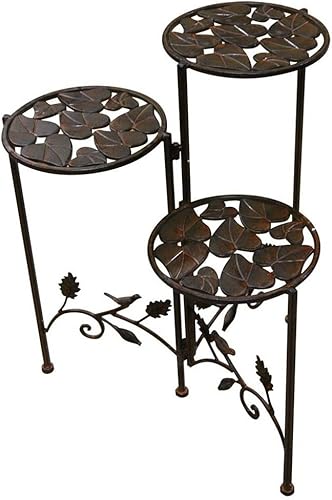 Alpine Corporation - Soporte rústico para plantas de jardín de 3 niveles de metal para exteriores de 23 pulgadas de alto