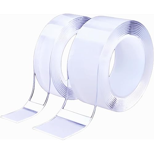 2 Rolls Nano Double Sided Tape, 3M Multipurpose Extra Large Adhesive Tape, Clear Mounting Tape Picture Hanging Adhesive Strips, Removable Wall Tape Sticky Poster Tape Decor Carpet Tape (10FT)