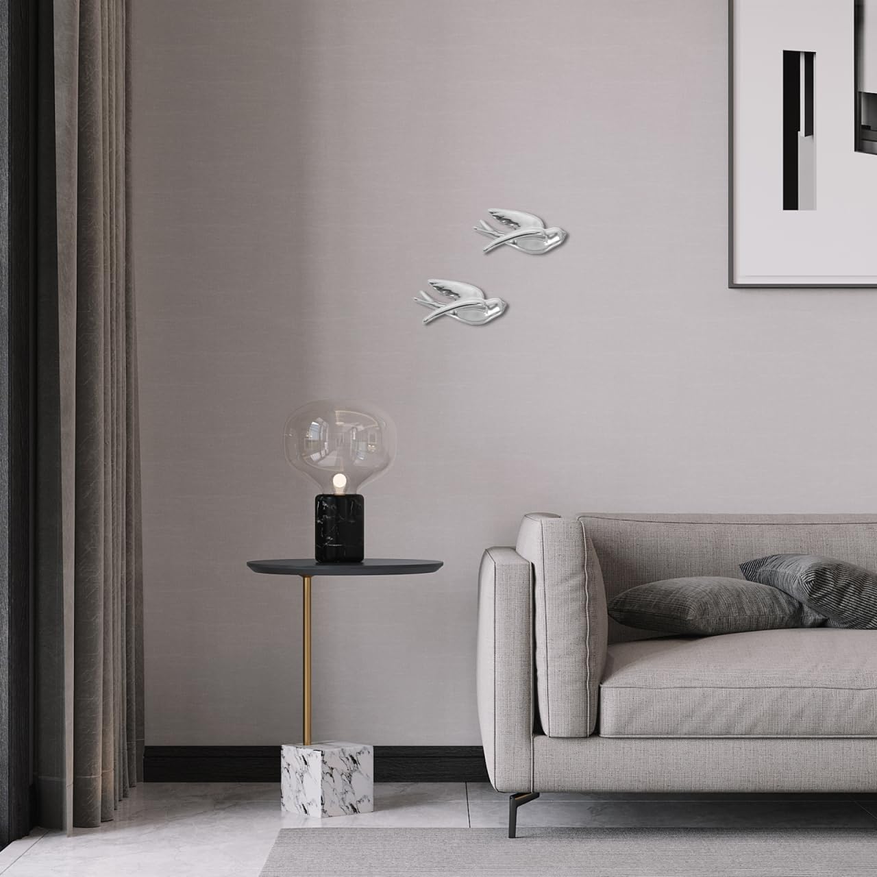 Amosfun Ceramic Bird Wall Decor 3D Flying Swallow Sculpture Lightweight Wall Hanging for Living Room Bathroom Garden Indoor Outdoor 6.10X3.74X2.95 Inches