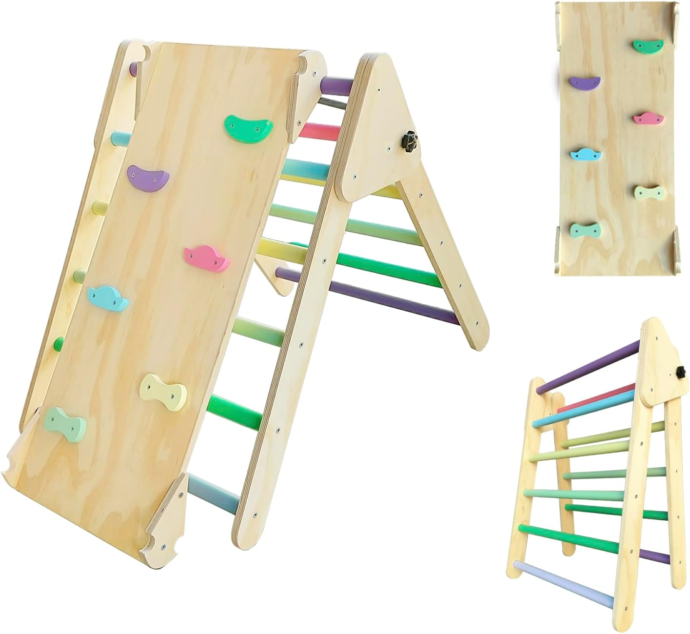 Montessori Climbing Set for Toddlers - 3-Piece Gym with Climbing Triangle, Arch, and Ramp - Perfect Indoor Playground and Furniture for Active Play