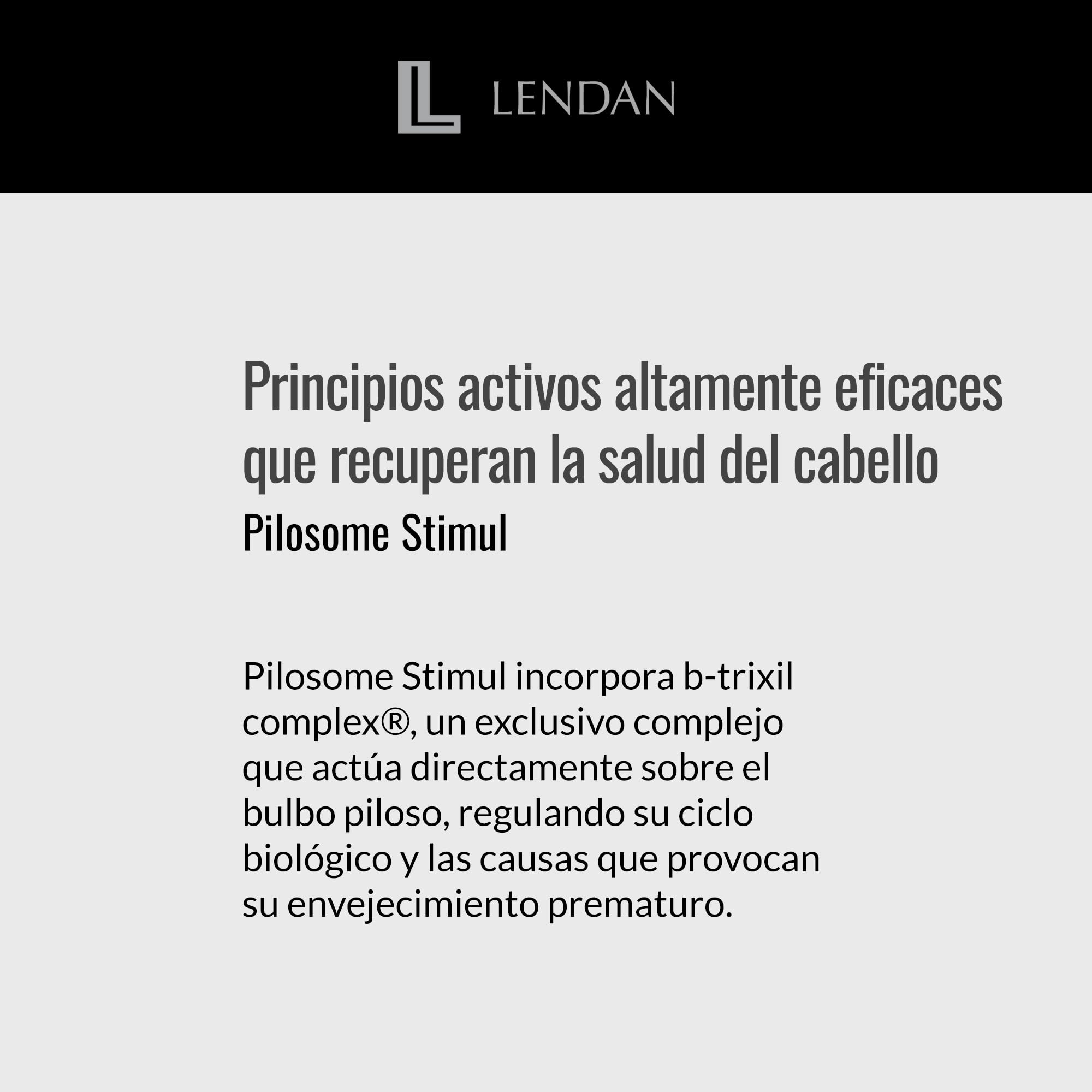 Champú Anticaída LENDAN Pilosome Stimul B-Trixil Complex 300 ml Estimula el Crecimiento del Cabello