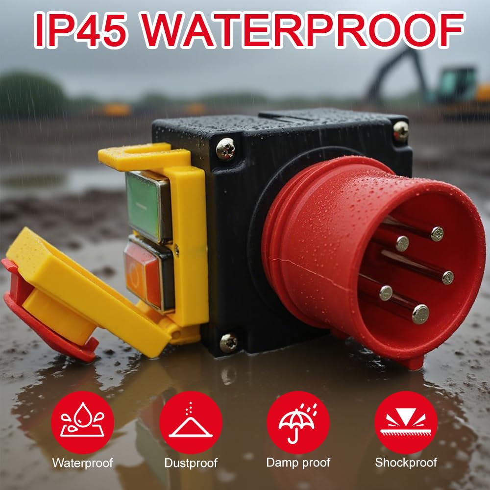 Interruttore Impermeabile 400v, Interruttore di Arresto di Emergenza Trifase con Spina CEE, 400v Interruttore Impermeabile con Spina CEE, Compatibile con KEDU KOA7
