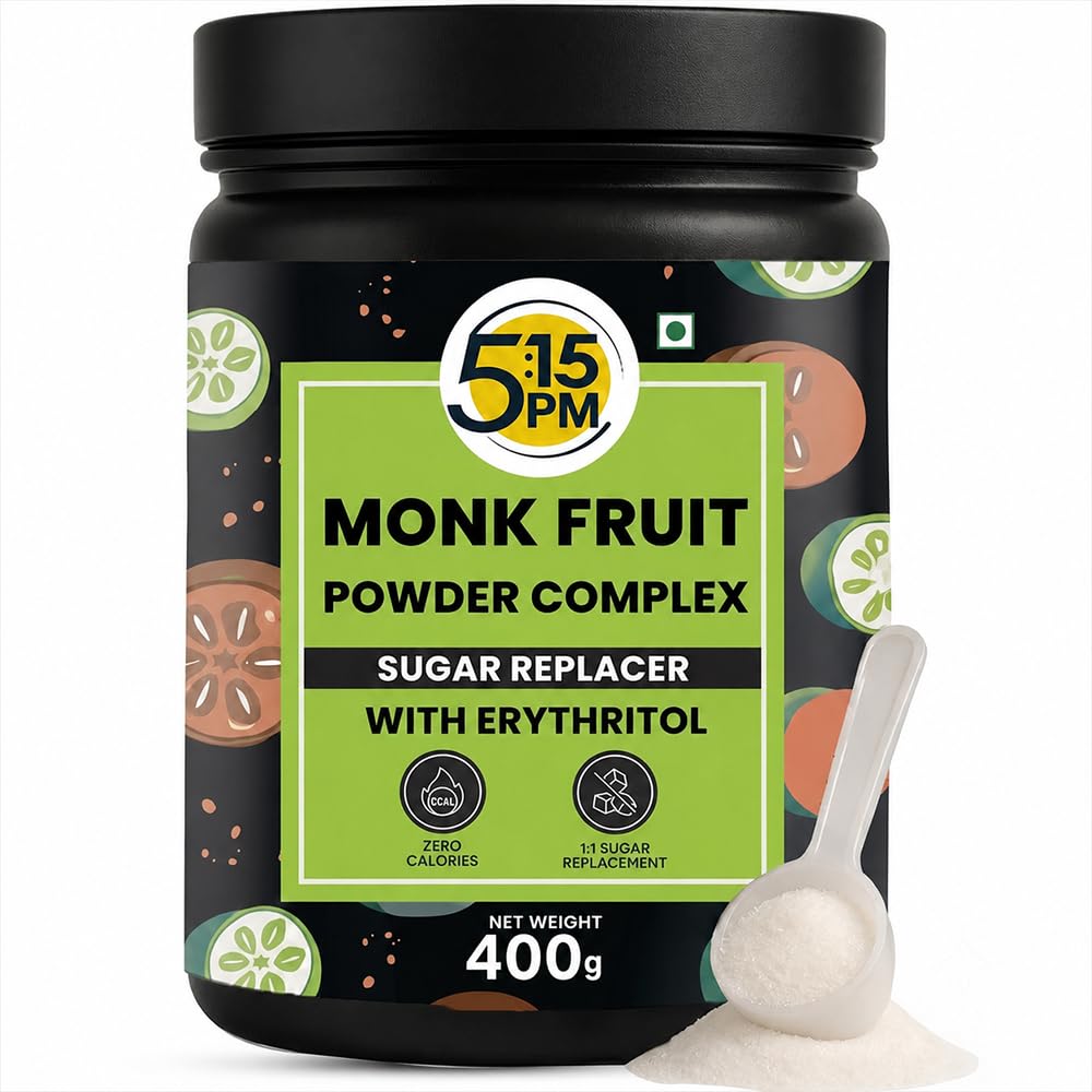 5:15PM Monk Fruit Sweetener Powder with Erythritol 400 g | Monk Fruit Sugar Extract For Cooking & Baking | Natural Sugar Substitute-image-31