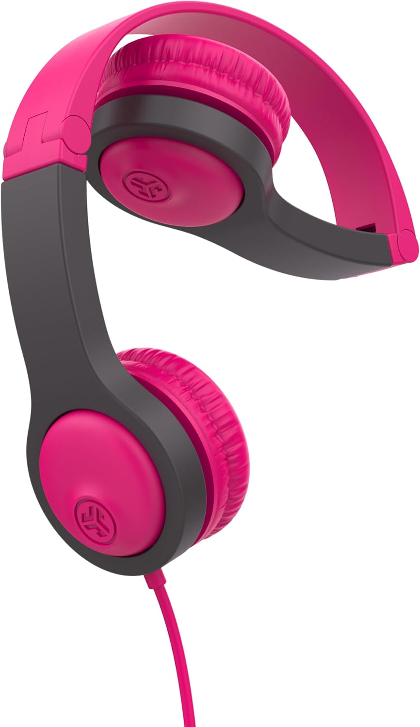 JLab JBuddies Folding Kids Wired Headphones Gen 2, Pink/Grey, Toddler Headphones, Noise Isolation, Kids Safe, Volume Limiting, for Children Ages 2+ - Image 3