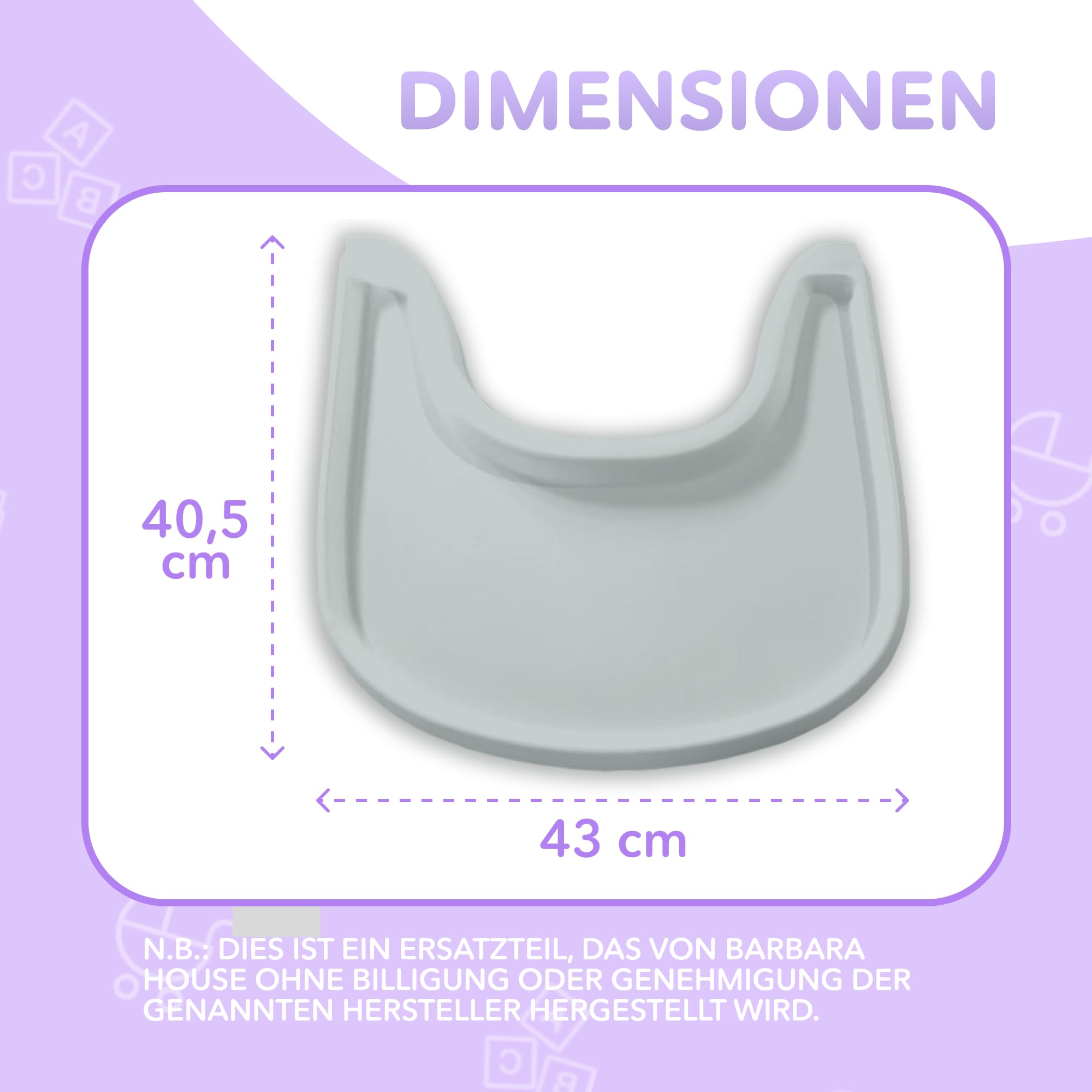 Hochstuhl-Tisch kompatibel mit Stokke Tripp Trapp MattGrau Essbrett BPA-frei