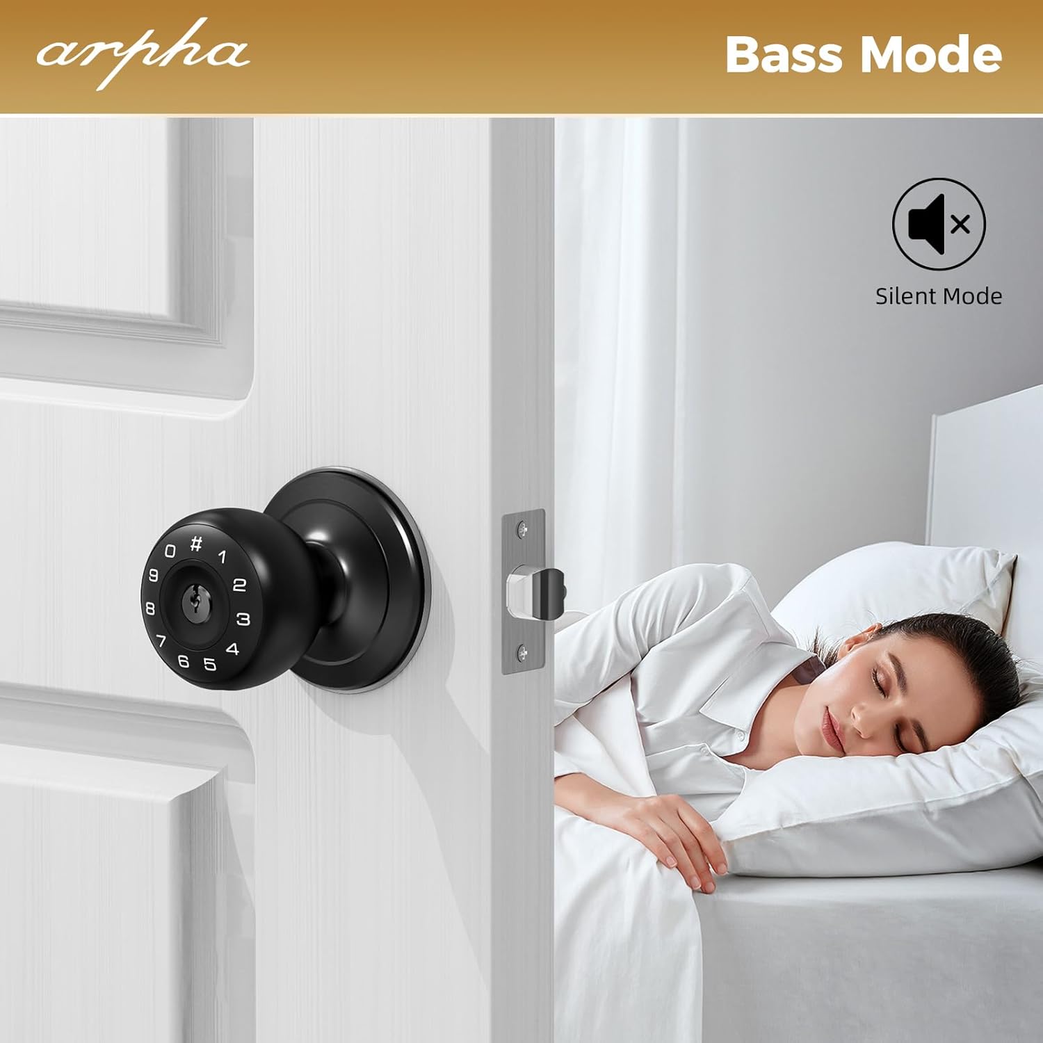 ARPHA D160 Keypad Door Lock in silent mode, ideal for quiet environments.