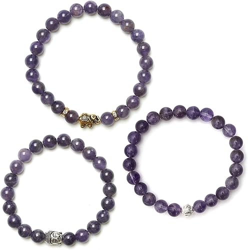 Miniatura 3 de BERGERLIN - Pulsera de Buda con piedra natural genuina de 0.315 in y perlas de piedra de lava - Pulsera de piedra natural real - Calidad certificada