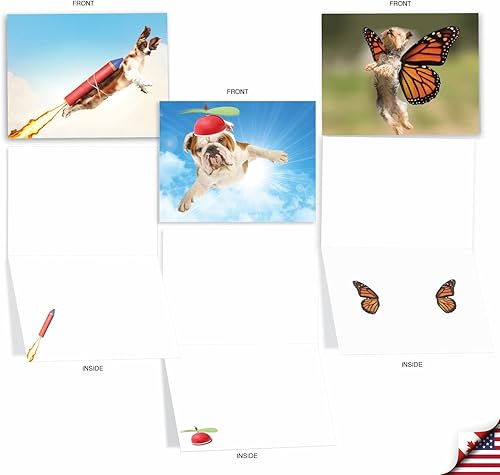 Miniatura 9 de The Best Card Company - 10 tarjetas de perro en blanco surtidas (4 x 5.12 pulgadas) - Adorables tarjetas de notas de animales en caja para todas las