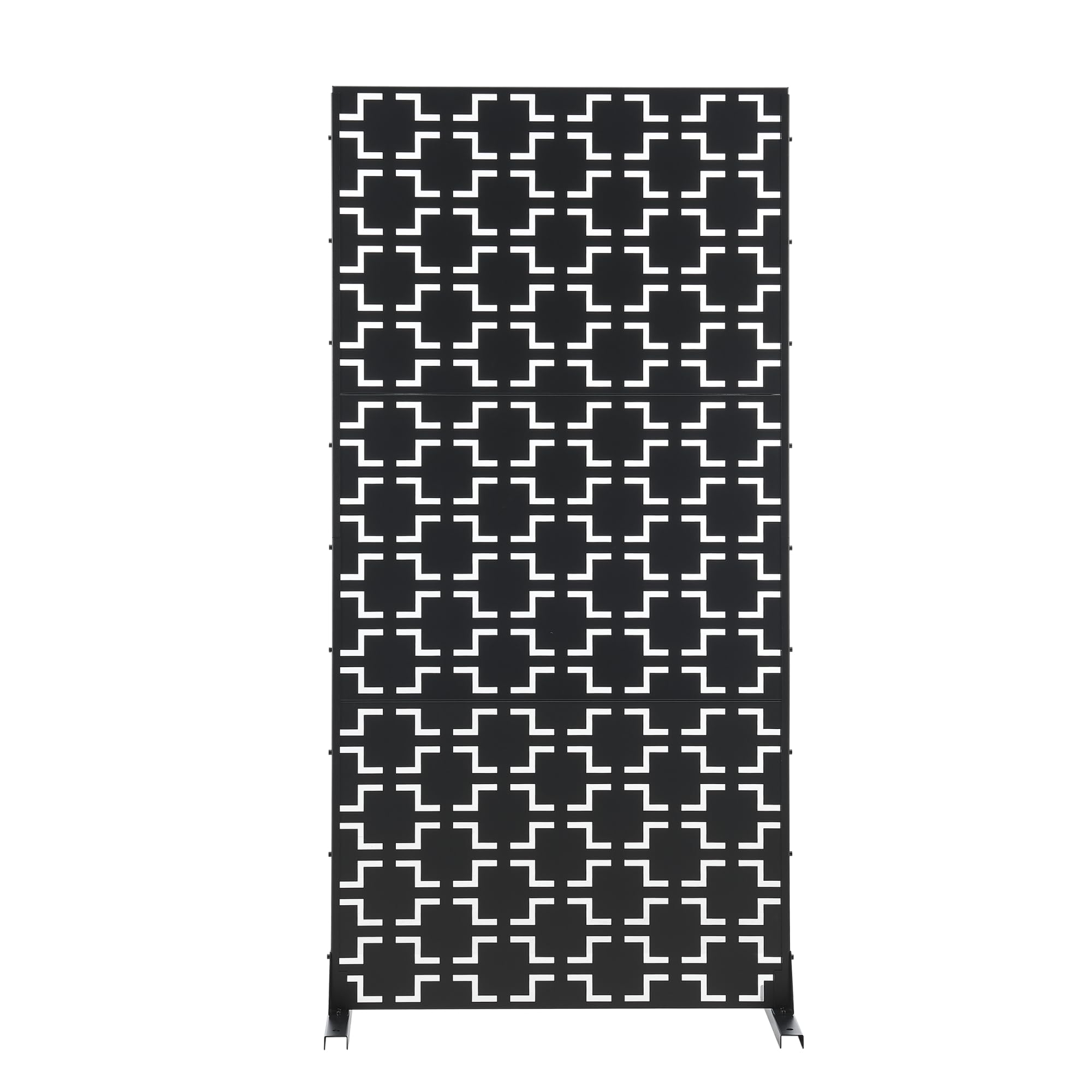 casa.pro Pannello Divisorio per Spazi Esterni Interni Frangivista Decorativo con Struttura Traforata Schermo Divisore in Acciaio 180 x 90 cm Nero