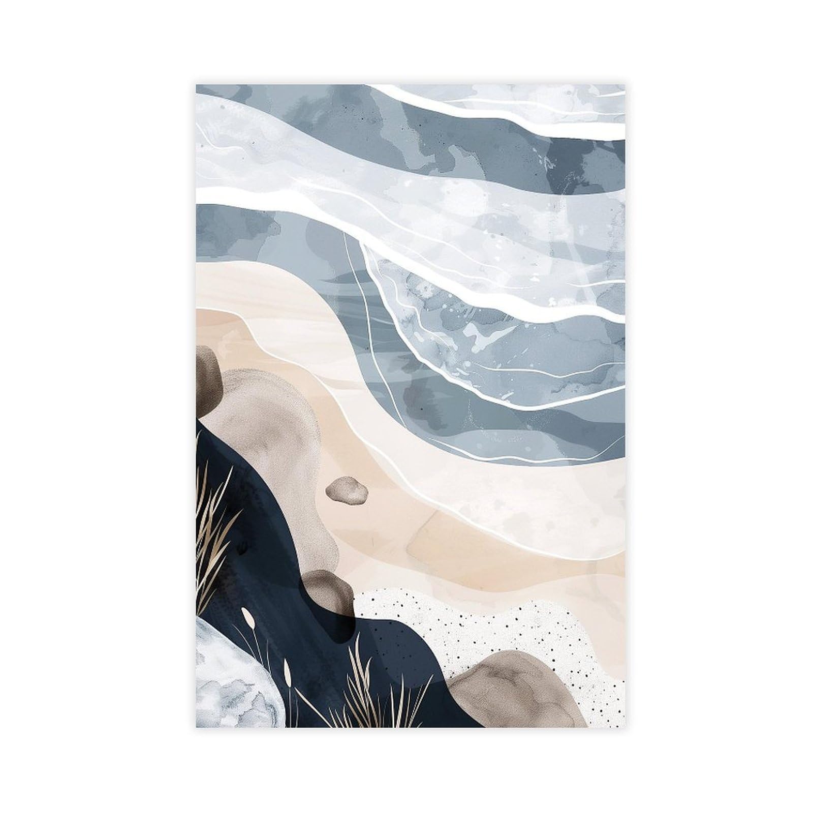 Bareronor Neutral Shoreline Canvas Poster Bedroom Decor Landscape Office Room Decor Gift 16" L X 24" W
