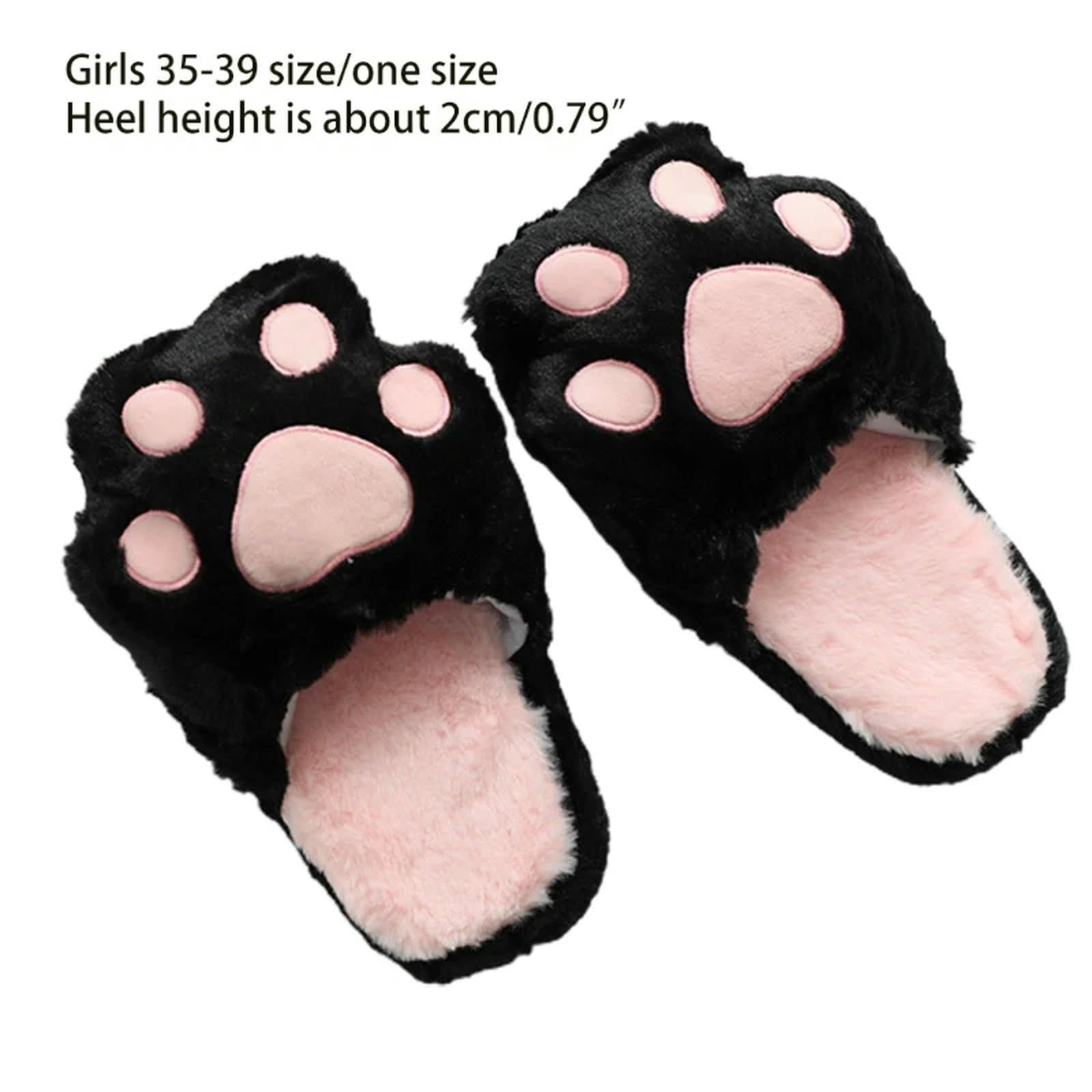 MdybF Pantofole Donna Invernali Pantofole di Cotone Simulazione Femminile Pelliccia di Coniglio Cat Paw Pantofole Indoor Casa Peluche Scarpe Antiscivolo Carino Casa Pantofole