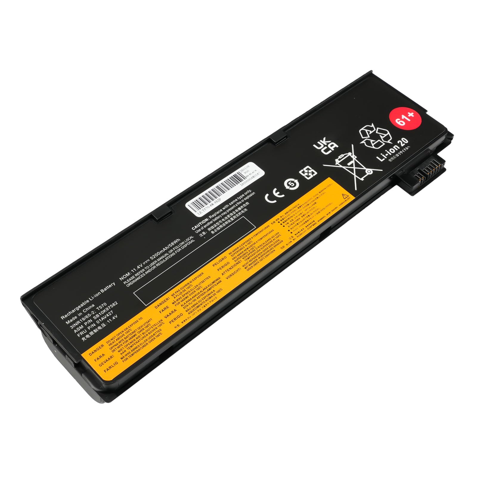 01AV427 Batería ThinkPad T470 T480 T570 T580 P52S P51S A475 58Wh | 11.4V 1000 ciclos carga Sin efecto memoria Protección sobrec./corto 12M garantía + 24h soporte