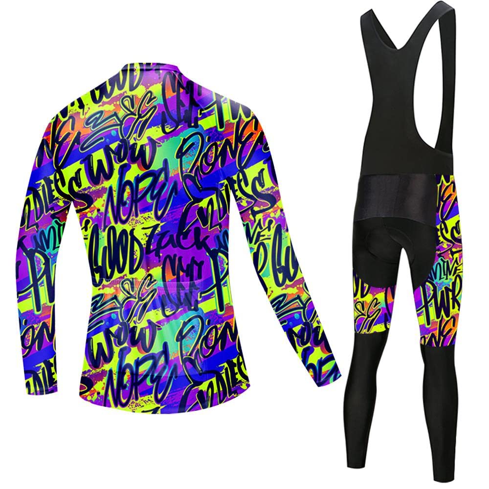 Women Cycling Jersey Set Long Sleeve Bike Shirts Clothing Full Zipper Bicycle Bibs Pant with 20D Padded Cycling Kit