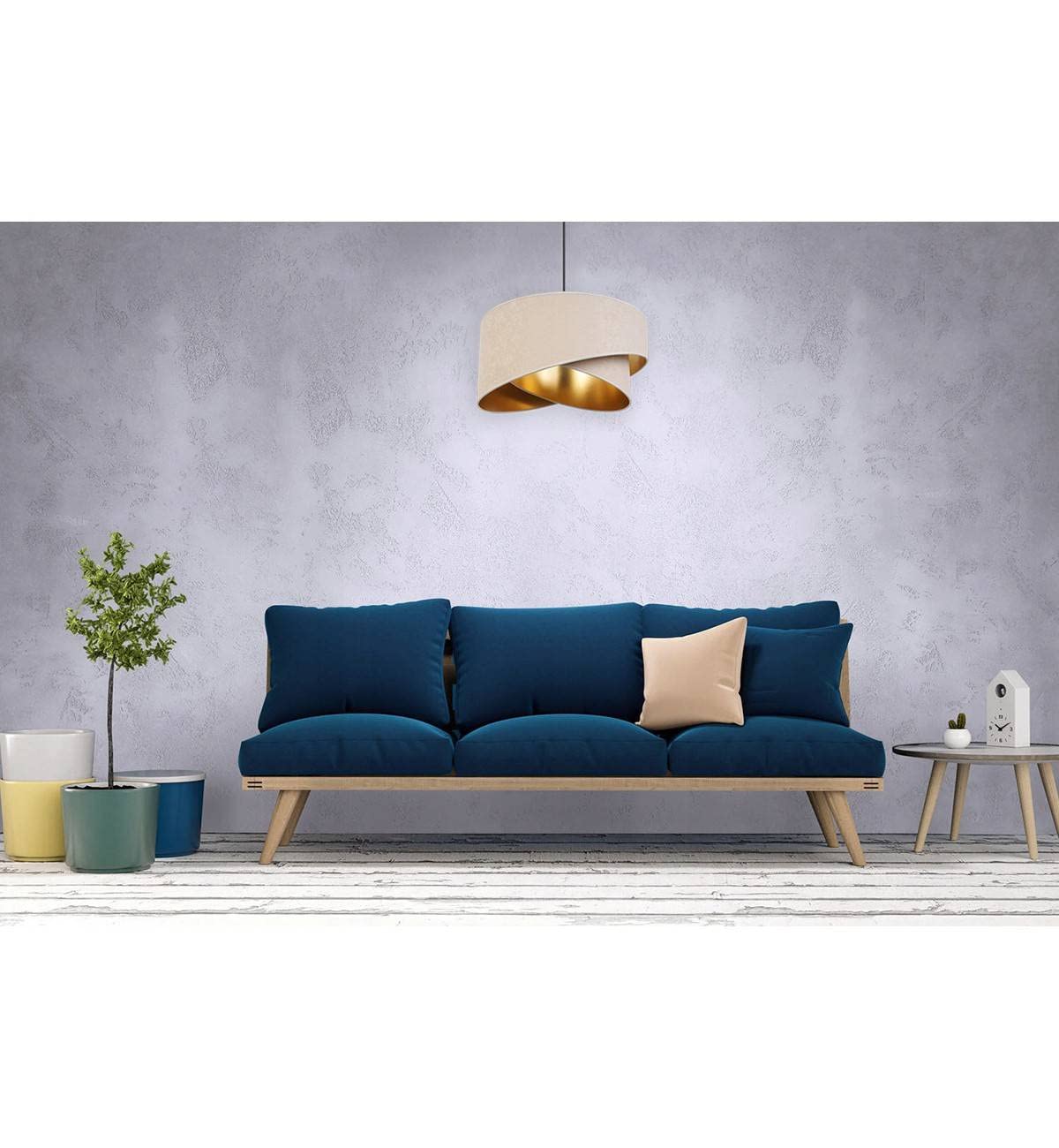 Light-Home Wisząca Regulowana Lampa,Mediolan'' z Abażurem - Nowoczesna Lampa w Stylu Industrialnym do Salonu Sypialni i Jadalni - Wykonana z Metalu i Weluru - Kremowy