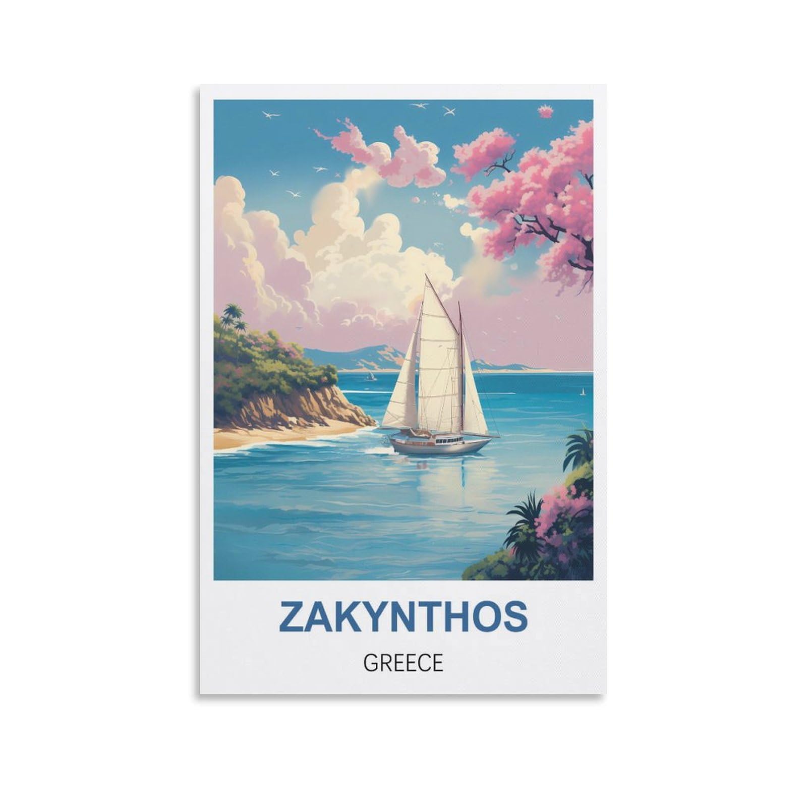 EZMLFA 5D Diamond Painting Kits for Adults,Zakynthos Greece,for Adults Beginners of All Ages, Round Full Drill Arts and Crafts Gems Home Wall Decor 30x40cm