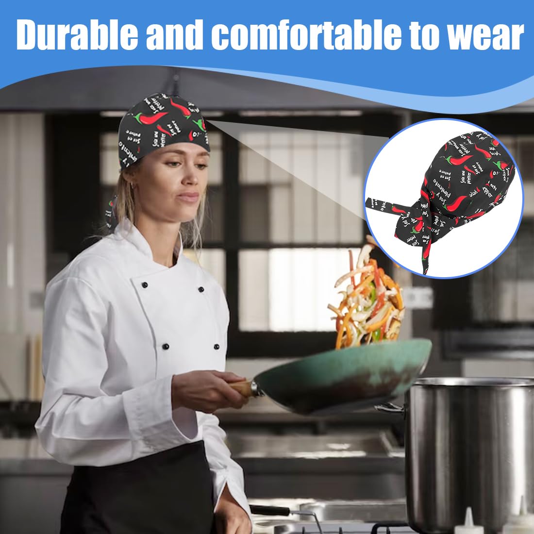 WeddHuis 2 szt. Regulowana czapka kuchenna unisex, oddychająca bandana do kuchni, restauracji, BBQ i kostiumu na imprezę