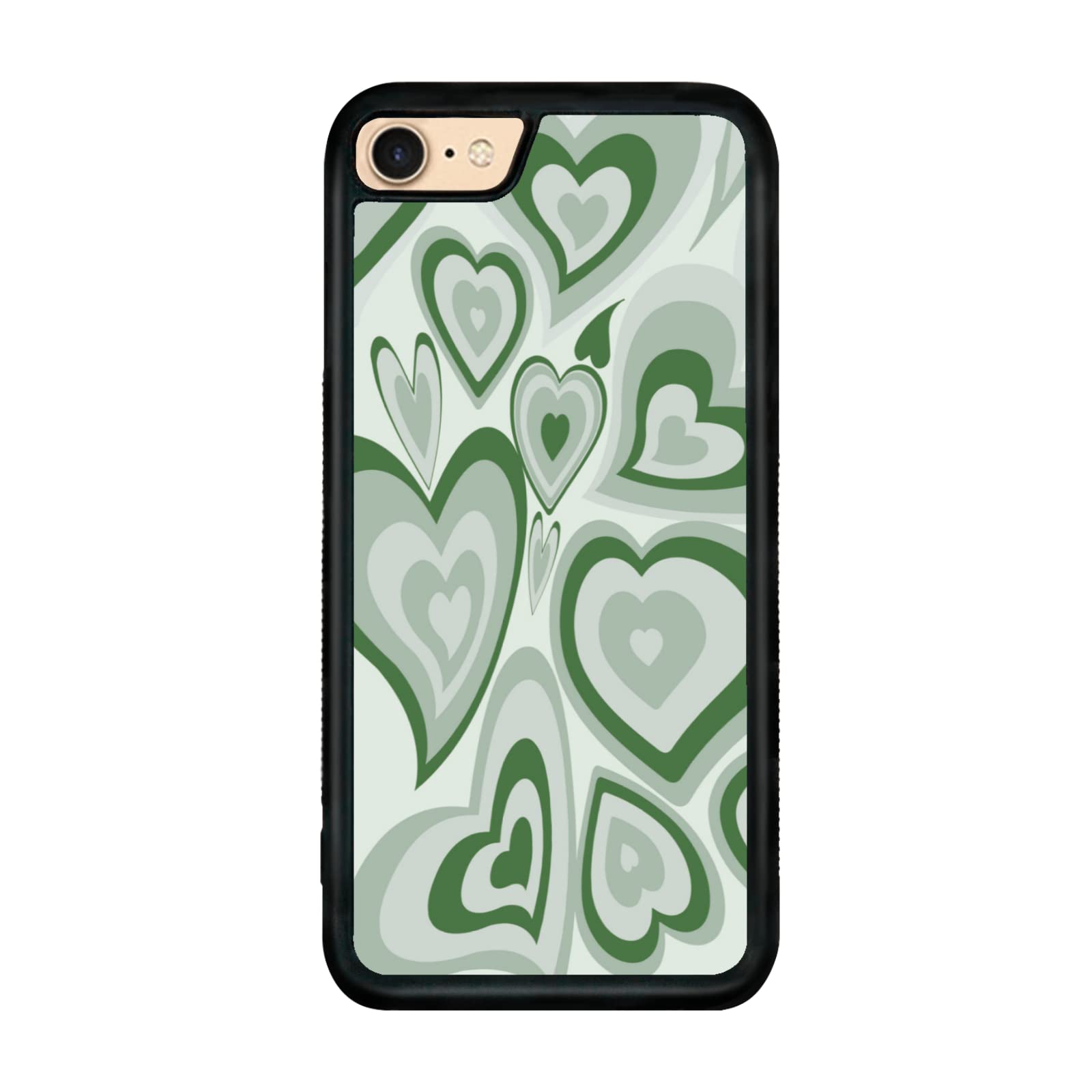 aiyaya Cute Sage Green Love Heart Aesthetic Phone Case for iPhone 7 iPhone 8 iPhone SE 2020 Case for Teen Girls Kids Girls Women - 4.7 Inch