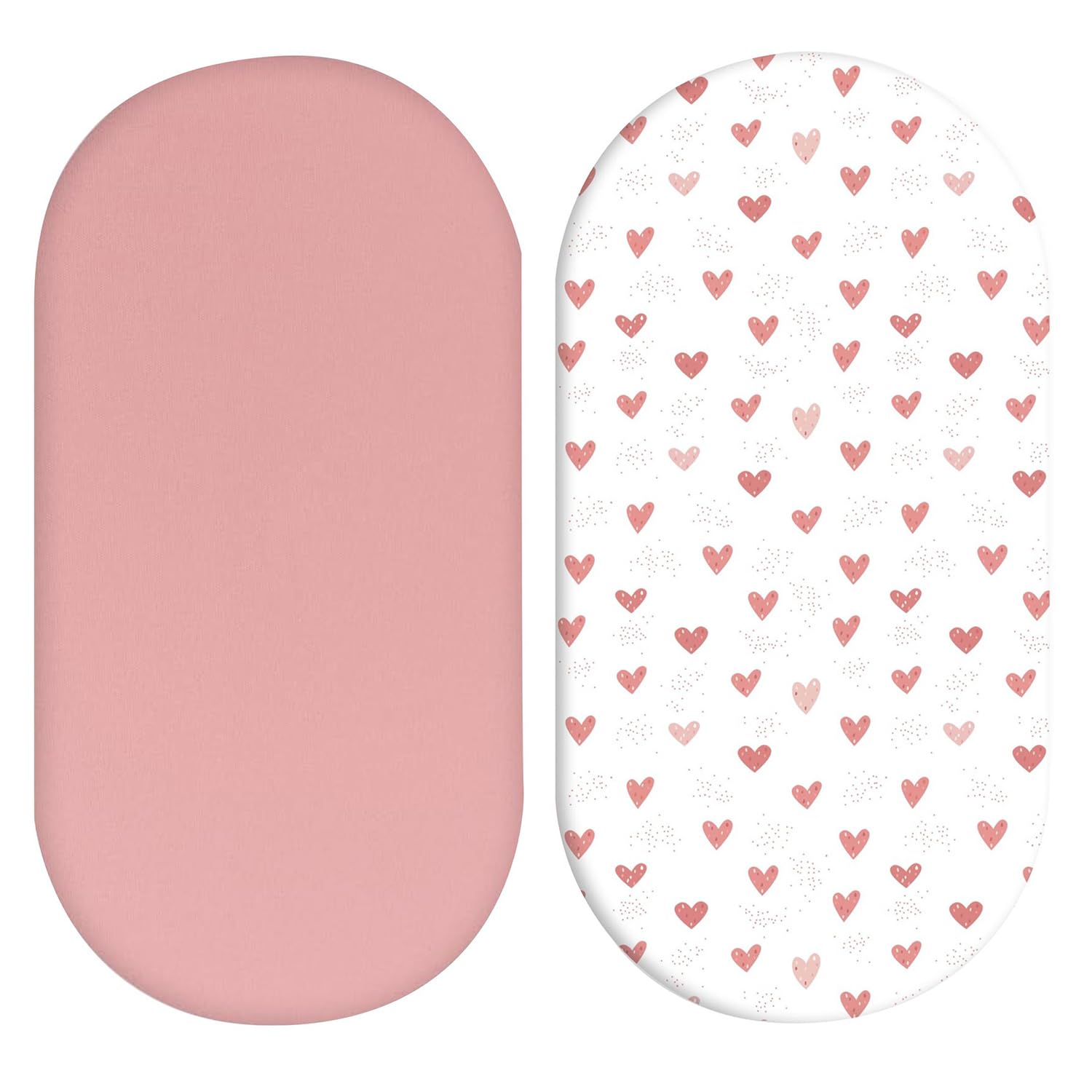 Xynovate Spannbettlaken Kinderwagen 2er-Pack, Bettlaken Spannbettlaken für Babybett, Babybett Zubehör für Kinderwagen Matratzenbezug, Moseskorb, Atmungsaktiv Passgenau (PINK)