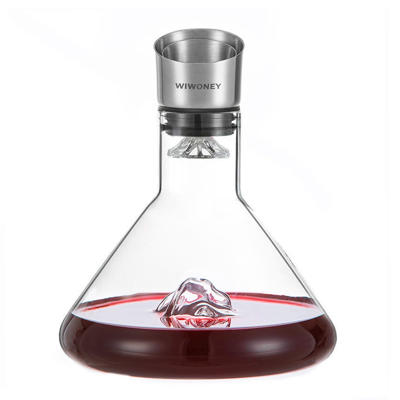Carafe à Vin Rouge, Decanteur à Vin avec Filtre Aérateur, Verre de Cristal Sans Plomb 100% Soufflé à la Main, Cadeau pour Vin, 1500 ml