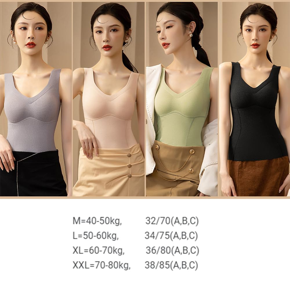 YXWYXWA 2 piècesTourmaline Auto-Chauffant ION Hiver Shapewear, Femmes Sculptant Polaire Thermique intégré Soutien-Gorge sous-vêtements Gilet
