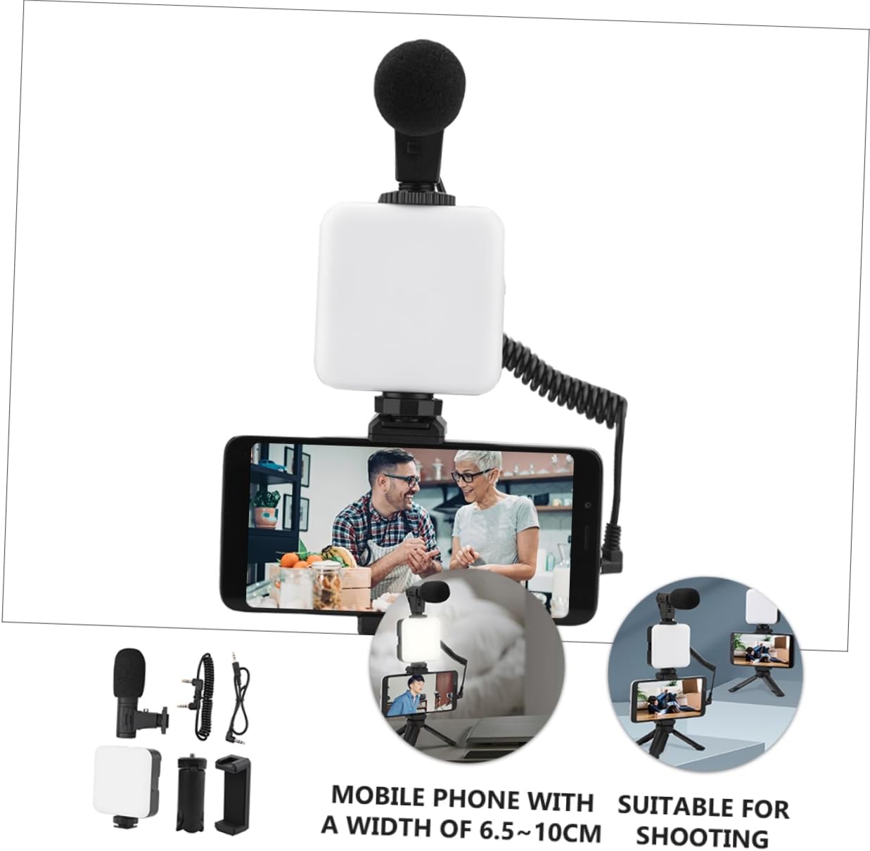 1Set Smartphone Video Kit with Fill Light Microphone and Tripod Vlogging for Easy Setup and Portable Content Creation for Portrait and Advertising Photography