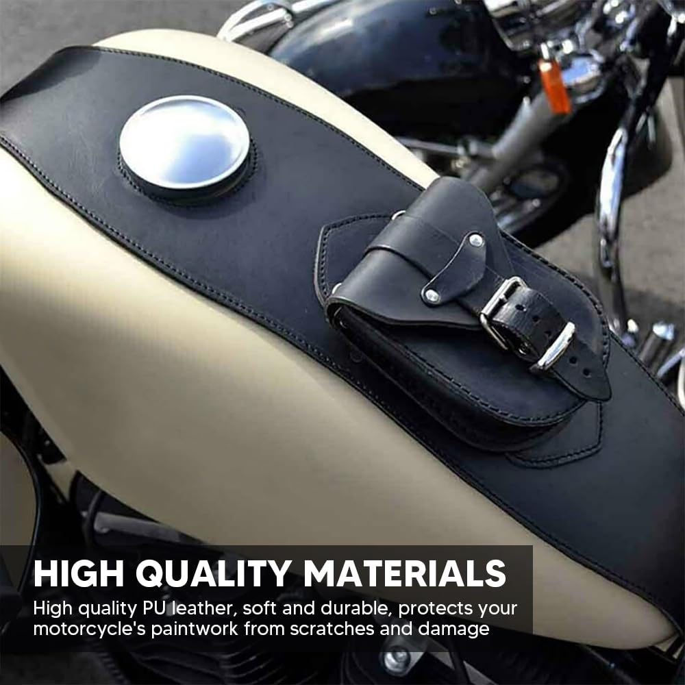Motorcycle Tank Bag PU Leather Sportbike Phone Pouch Case Black Oil Fuel Tank Bag Waterproof Dash Console Center Pouch Motorbike Bag Fit for XL 883 1200