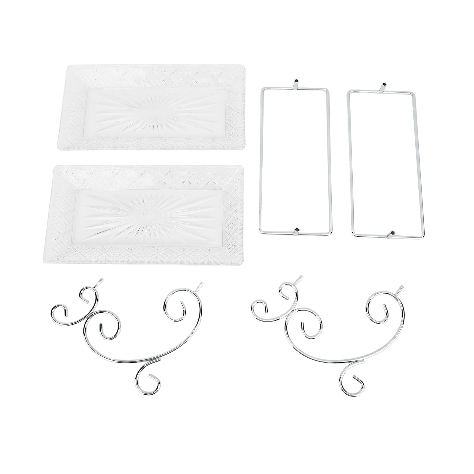 Naroote Bandeja de Servicio de Buffet de Vidrio de 2 Niveles, Estante de Exhibición Elegante para Fiestas, Bodas, 30 X 15,6 Cm