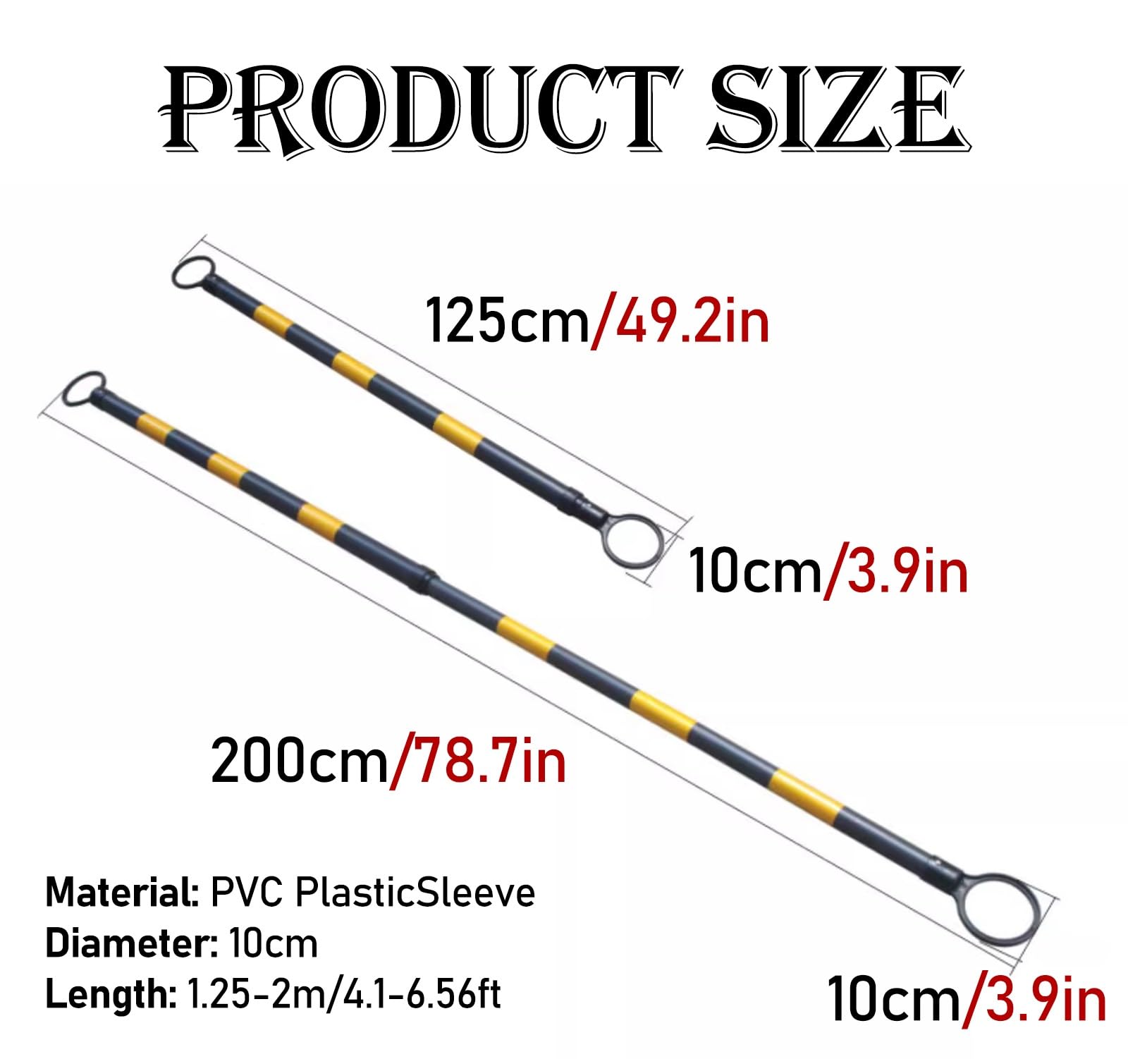 ERRULAN Retractable Traffic Cone Bar for Traffic Cones Retractable, Flexible Plastic Cones Connectors, Safety Barrier Pole with Black & Yellow Reflective Film(Expandable-1.2-2.2 M-5 pcs)