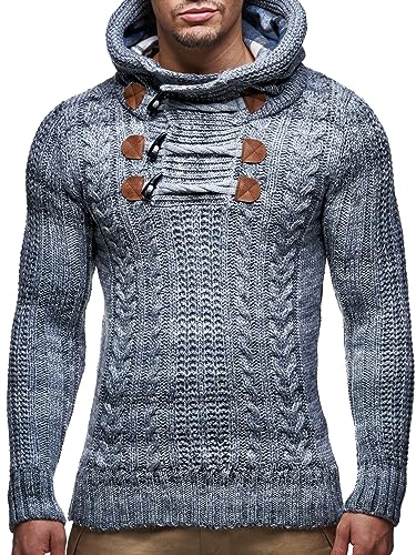 Leif Nelson Men's Knit Sweater with Hood Gray XXXL3
