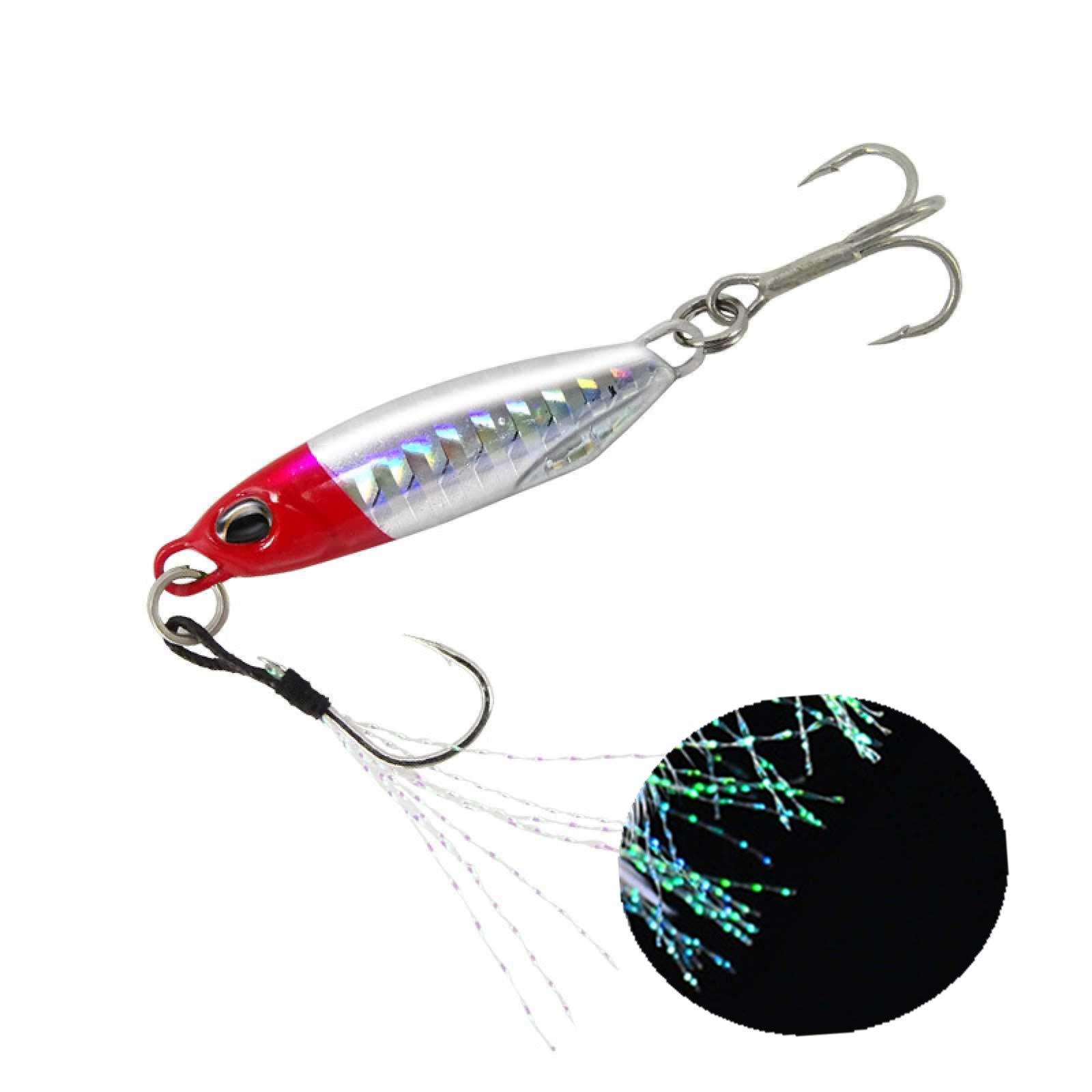 7 Piezas Señuelos De Pesca De Metal Señuelos De Jigging Señuelos De Metal De Hundimiento De Caída Lenta con Ganchos De Plumas para Agua Salada Agua Dulce