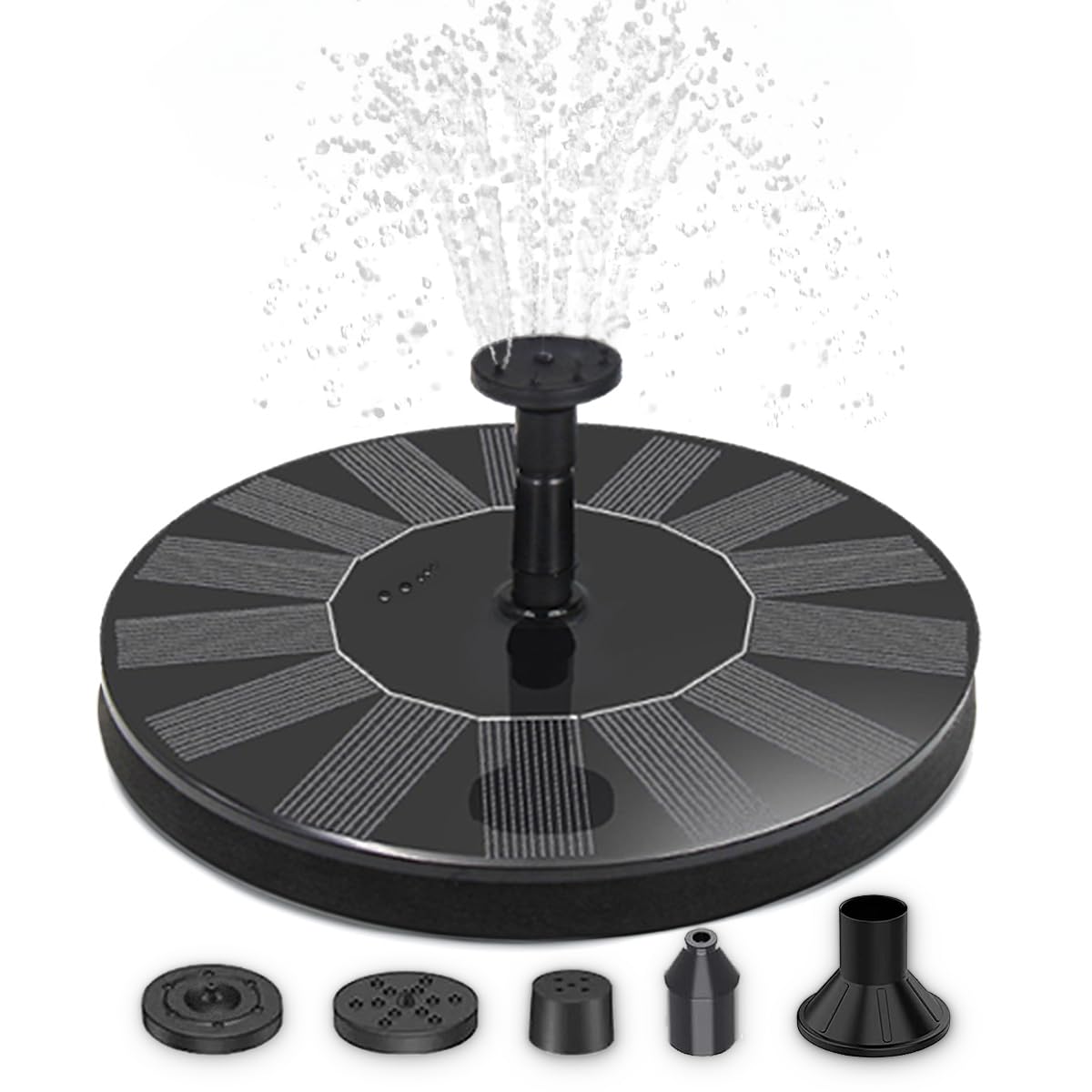 matches21 HOME & HOBBY Juego de fuente solar para exteriores, 45 x 23 cm, cuenco decorativo gris y flotante, fuente de agua para exteriores, fuente de jardín como balcón, baño para pájaros