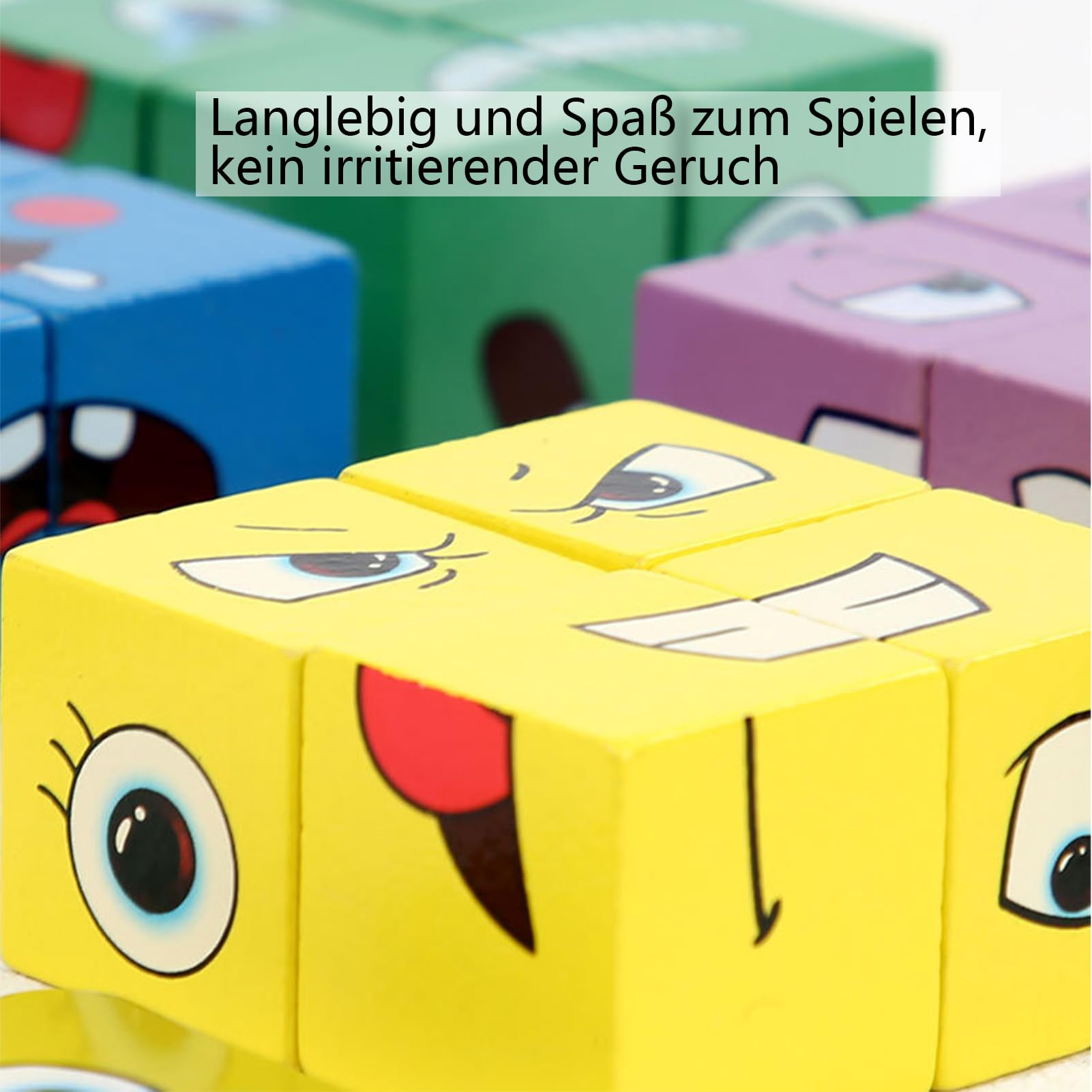 GERUI Wooden Cube Puzzle,Sensory Toys,Colorful Magic Cube Building Block Toy Educational for Children From 3 Years,Interaction Toy Wood Matching Game for Kids Thinking(Snap Bell) - Image 3