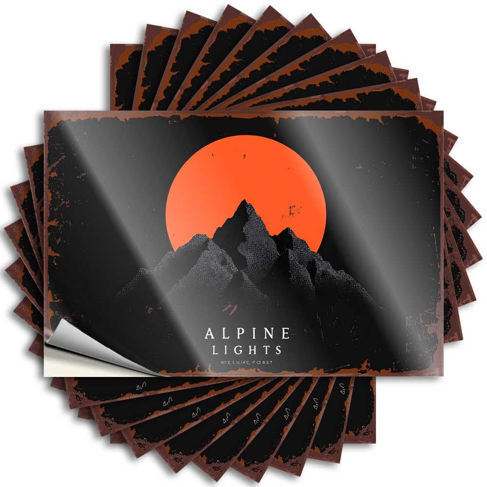 Retro Decor Bumper Stickers - Alpine Lights: A Mountain Sunset Adventure Half Durable Sticker Easy Apply for Ideas Decor(8X12CM)