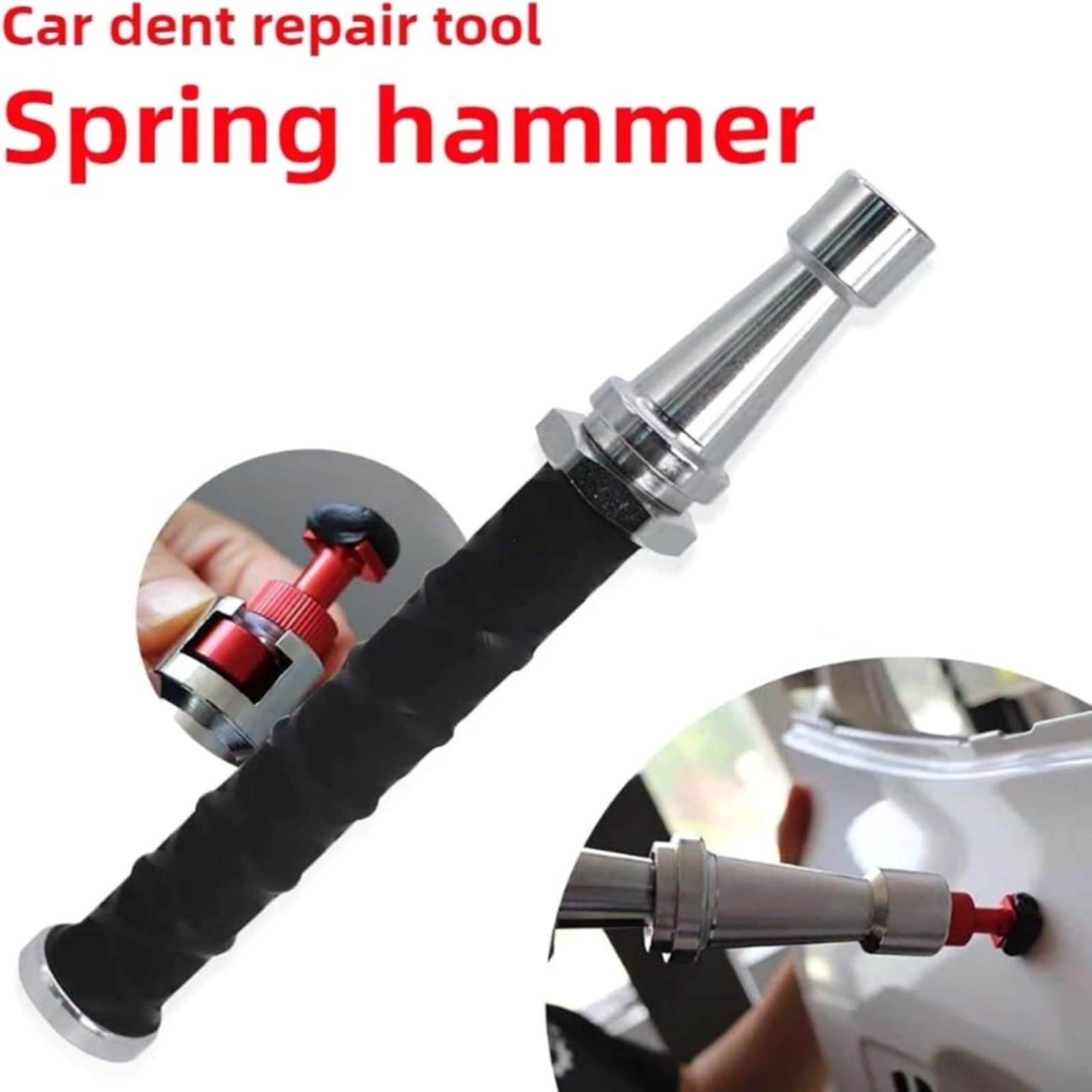 Martello per riparazione ammaccature auto, 27-38 cm, telescopico con meccanismo a molla, strumento delicato sulla vernice per fai da te