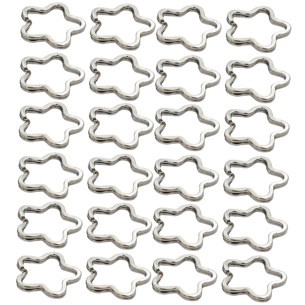 Housoutil 80 Pezzi Anellini Portachiavi a Forma di Fiore in Metallo Argento, Multifunzionali e Facili da Usare per Creazione Portachiavi Fai da Te a Casa
