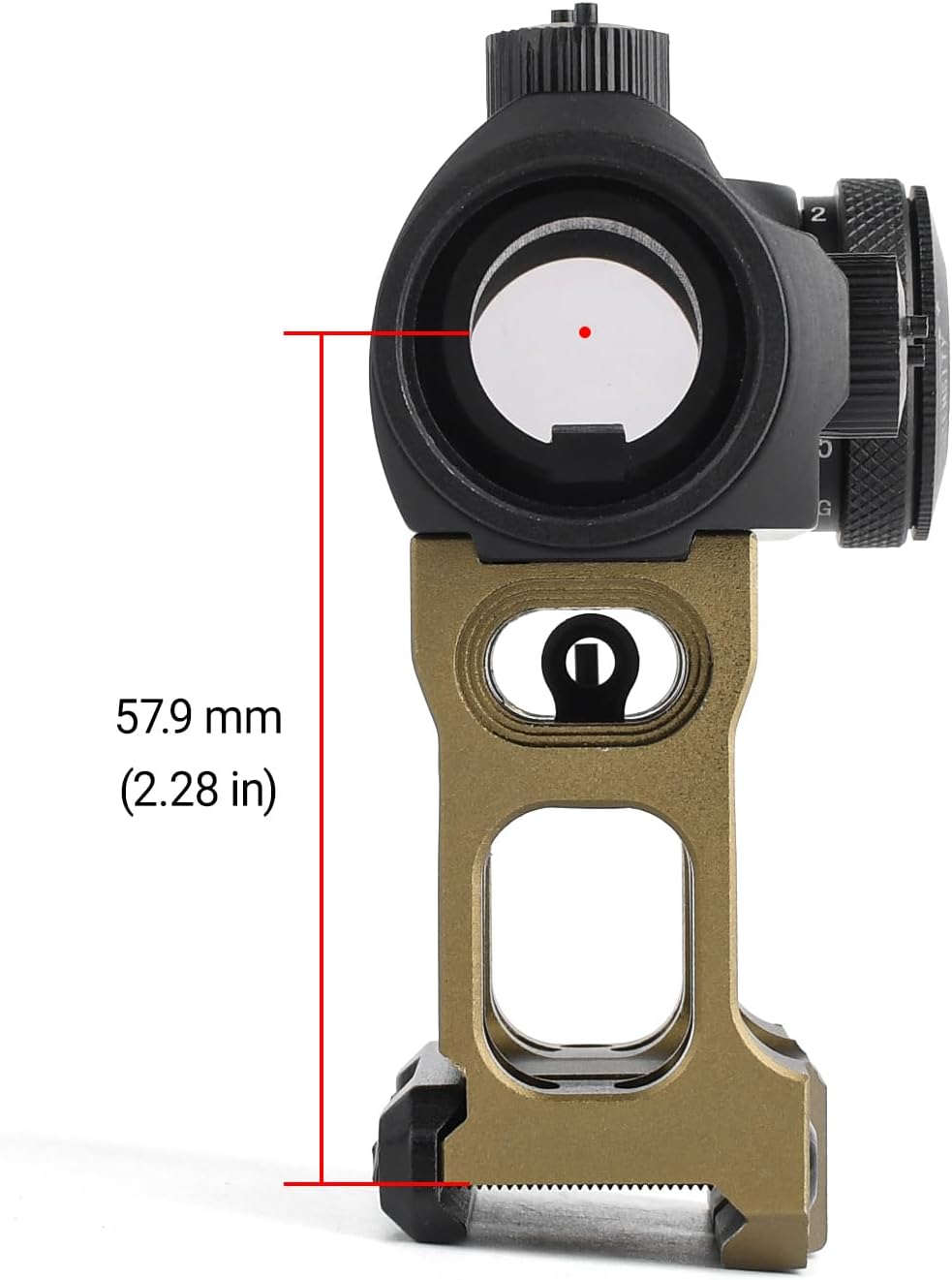 Red Dot Sight Riser Mount 2" Picatinny Risers Optic Scope Combo Mounts for T1 T2 H1 H2 M5, with 6 Slots Front Extended Riser Mount, Fit for 20mm Picatinny Rail