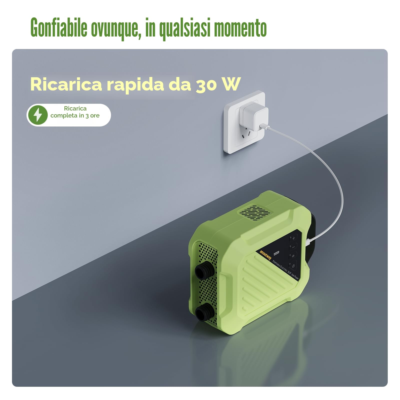 20PSI Pompa Elettrica SUP, Pompa per SUP Ricaricabile Batteria, Gonfiatore SUP Auto-Off Portatile, Compressore Aria Elettrico Pompa per Tavole da Paddle, Kayak, Ali del Vento