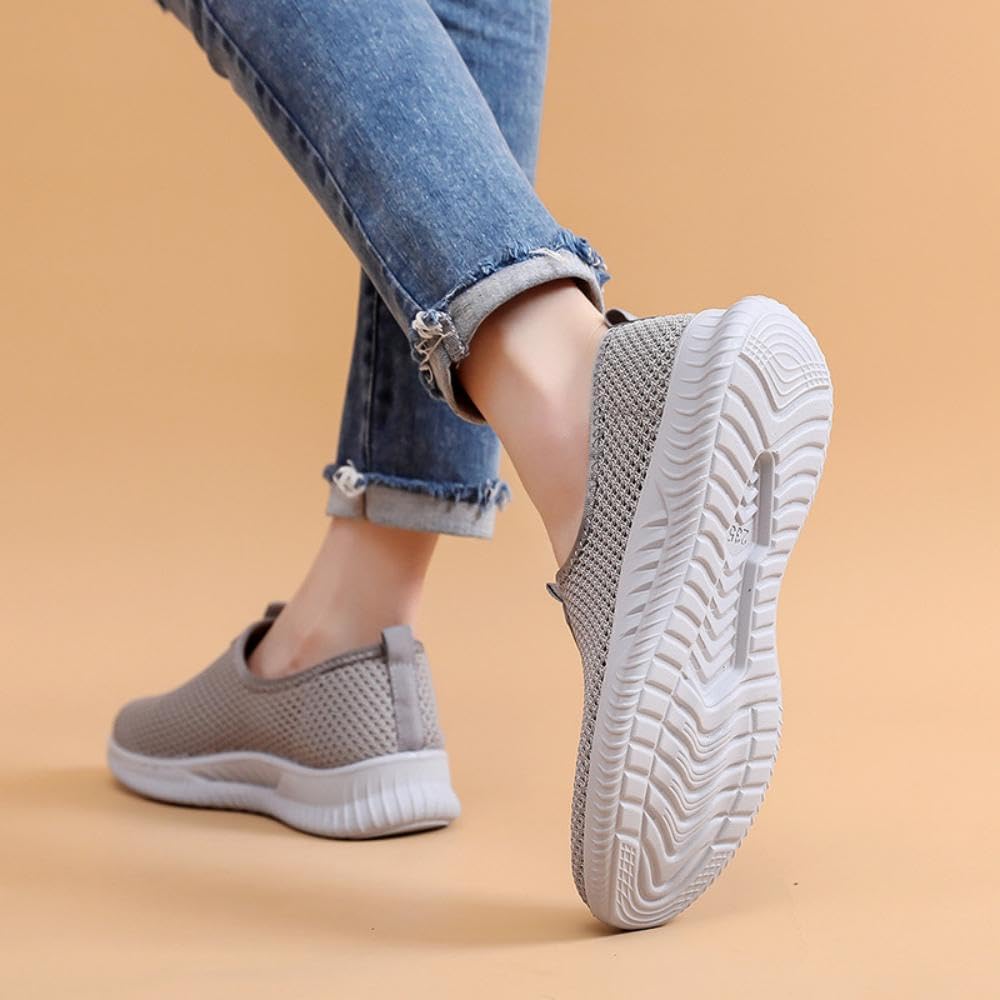 Damskie Codzienne Buty Do Chodzenia Typu Slip-On Antypoślizgowe z Siateczki Oddychające Lekkie z Podparciem Łuku Stopy