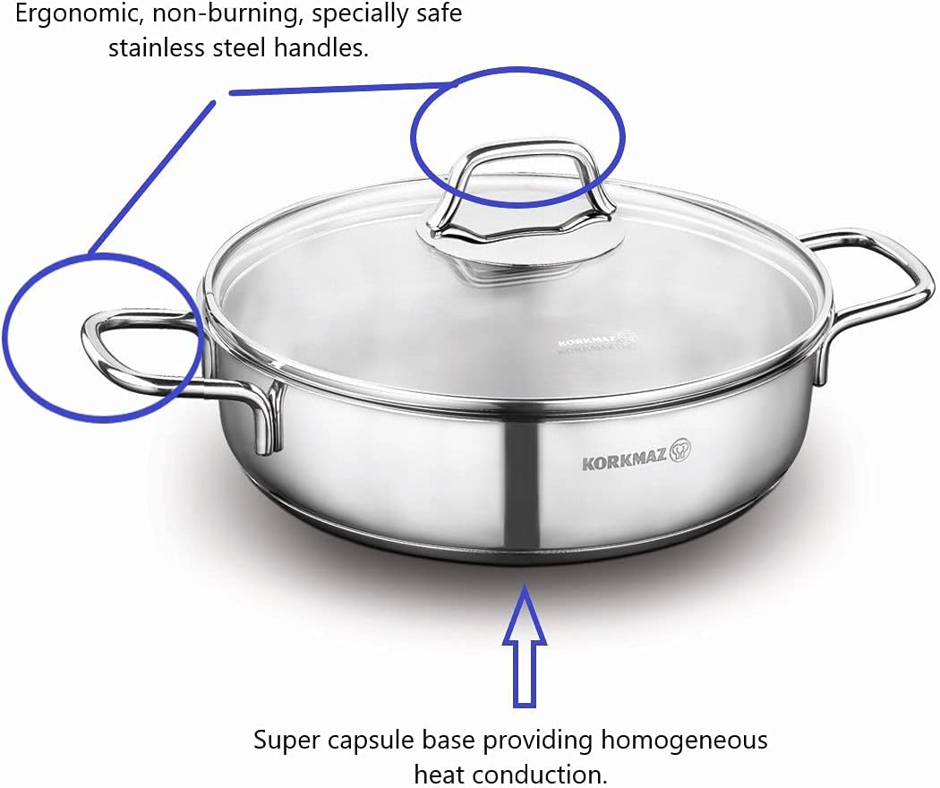 LaModaHome Korkmaz 67oz/2lt Stainless Steel Milk Frothing Pitcher, Espresso Steaming Pitcher, Milk Frother Cup for Cappuccino Latte Art Gift for Home, Kitchen