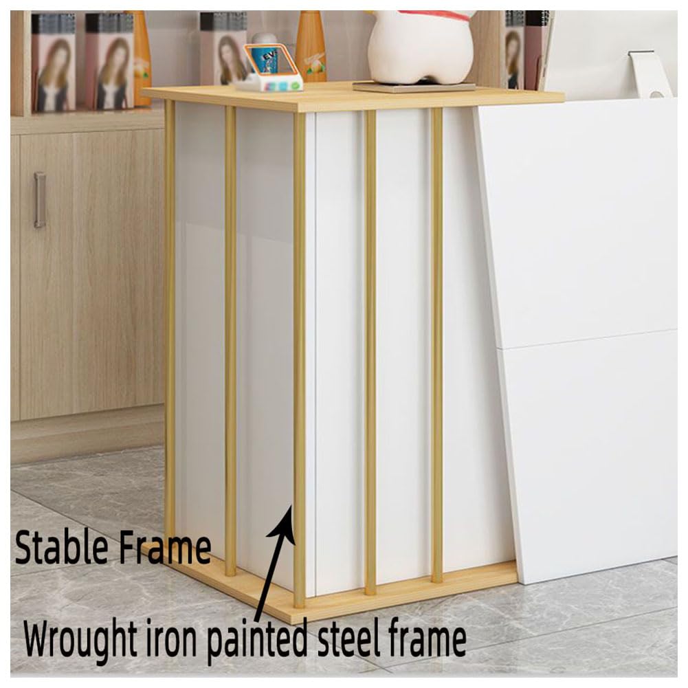 Banco Reception Semplice Moderno con cassetti con Serratura, Diverse opzioni di archiviazione per Negozi di Abbigliamento supermercati(Size:120CM,Color:Caldo Bianco)